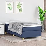 Gecheer Boxspringbett Jugendbett mit Lattenrost Bettgestell Bettrahmen Polsterbett Gästebett Doppelbett/Einzelbett Bett mit Kopfteil Designerbett Hotelbett Blau 90x200 cm Stoff