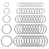 50 Stück Edelstahl Schlüsselringe, 30/28/25/20/15mm, Glatte Oberfläche Schlüssel Ringe, für DIY Handwerk Anhänger, Haustier Namensschilder und Glocken