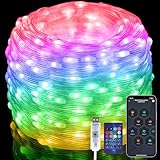 20M Lichterkette Außen, Bunt Farbwechsel Lichtschlauch RGB Smart IC, Fernbedienung & App Steuerung, 99+ Modi, Sync Musik, Timer, USB Plug in, Wasserfest für Garten Baum Trampolin, Halloween, Party