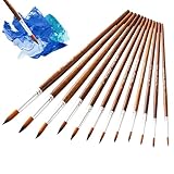 Nylon Pinsel, 12 Stück Künstlerpinsel Pinsel Set, Haarpinsel Nylon Pinsel Set, acryl Pinsel Set Pinsel acrylfarbe Satz Acrylpinsel Aquarellpinsel Set Für Aquarell Acryl Ölgemälde(Color:Braun)