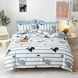 Luofanfei Delfin Kinderbettwäsche 135x200 cm Mädchen Jungen Ozean Babybettwäsche Tiermotiv Bettwäsche Meer Muster Bettbezug Microfaser Wendebettwäsche mit 80x80 cm Kissenbezug und Reißverschluss