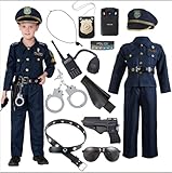 JOYIN Deluxe Polizistenkostüm und Rollenspielset für Kinder, Polizeikostüm inklusive Hemd, Hose, Hut, Gürtel, Handschellen und Holster -Polizeianzug Halloween, Cosplay-Klein (5–7 Jahre)