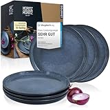 Moritz & Moritz VIDA 6er Dessertteller Set Blau - Stylische Porzellan Frühstücksteller, Kuchenteller für 6 Personen - Spülmaschinen- und Mikrowellengeeignet