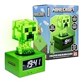 Minecraft Creeper Wecker - Offiziell Lizenziertes Icon Musik & Nachtlicht für Kinder und Jugendliche, Gaming-Zimmer Zubehör, Gamer Enthusiasten Novitätengeschenk