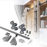 Ausziehbare Rollleiter-Hardware-Kit für Bibliothek, verbessert die Zugänglichkeit mit Schiebeleiter, Bodenrolle im Lieferumfang enthalten, 6 m Schienen-Set