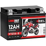 LANGZEIT YTZ14-S Motorradbatterie GEL 12V 12Ah 270A/EN TTZ14S-4 TTZ14S-BS YTZ14-4 GTZ14-4 GEL Batterie 12V doppelte Lebensdauer vorgeladen auslaufsicher wartungsfrei