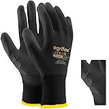 LTD Arbeitshandschuhe, PU-beschichtetes Nylon, Schwarz, 24 Paar Ideal für Gartenarbeit, Bauarbeiter, Mechaniker, runder Ajs Ltd® Sticker., schwarz
