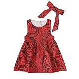 Traditionelle Outfits Kleinkind Mädchen Stirnband Prinzessin Dashiki Kleider afrikanische 6M-3Y Babykleid ärmellos Ankara-Stil Kinder Mädchen Kleider Brokatkleid Mädchen, rot, 68