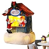 Hjatirace Weihnachtshaus-Statue, Weihnachtsmann-Shop-Schreibtisch-Gebäude-Mittelstück, Harz-Bücherregal-Dekoration, Dorfhaus-Miniatur, Weihnachtsschmuck-Kits, einfach zu bedienen, tragbar für den
