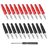 TAIHOBO Bananenstecker 4mm für Lautsprecher AV-Receiver: 20 Stück 24A Bananenstecker Buchse Set, für HiFi Stereoanlagen, Kabel Boxen Endstufen Receiver, Kein Schweißen ＆ Rutschhemmend (Schwarz+Rot)