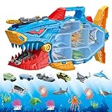 Frontoytall Hai-Spielzeug, Ozean-Tiere, Spielzeug, Tiefsee-Kreaturen, Spielzeug mit LKW, Spielzeug, Autos, Geschenke für Mädchen und Jungen, 18-teiliges Spielzeug-Set für Kinder