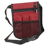 ibasenice Erste-Hilfe-Kasten Taschenorganisator Werkzeugorganisator Taille Krankenschwestertasche für Arbeitsutensilien Organizer für Krankenschwesterwerkzeuge Pflegetasche Oxford-Stoff rot