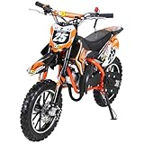 Actionbikes Motors Kinder Crossbike Gepard 2-Takt 49ccm | Bis 35 Km/h - 2 Liter Tank - Tuning Kupplung - Easy Pull Start - Scheibenbremsen - Motorrad - Motocross - Dirtbike - Enduro (Orange)