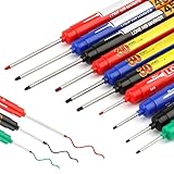 Deepton Tieflochmarker 10 Stk, Bohrlochmarker 45mm 30mm 20mm, Extralange Spitze Tiefenlochmarker, Wasserfest Markierungsstift für Holz Karton Wand Kunststoff Metall (Rot Schwarz Blau Grün)