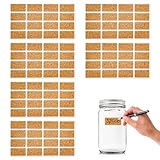 Praktische 96 Stück Ablösbare und Selbstklebende Kork Holz Etiketten für Küche, Gefriertruhe und Organisation, mit Rechteckiger Kork Holzetikettenaufklebe zum einfachen Klebeetiketten Beschriften