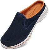 INMINPIN Unisex Hausschuhe Leichte Atmungsaktive Pantoffeln Slip On Walking Freizeit Schuhe für Damen Herren, Blau Orange, 46 EU