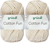 2x50 Gramm Gründl Cotton Fun Häkelgarn aus 100% Baumwolle inkl. Anleitung für Meerschwein (02 Creme)