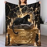 Luxuriöse Flanell-Decke im Barock-Stil, Geparden-Design, Rokoko, superweich, warm und gemütlich, Überwurf, Kunstfell-Fleece, Sofa und Bett, 150 x 200 cm
