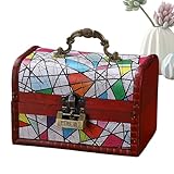 Holzkiste, abschließbar, rustikaler Koffer, Schmuckkästchen, für Wohnzimmer, Schlafzimmer, Schrank, Spielzeugdeck-Kollektion, Küchenschatz