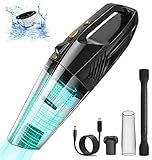 Zamufo Handstaubsauger Akku, Auto Handstaubsaugers Kabellos mit LED-Licht, Mini Tragbarer Staubsauger Tierhaare für Haus, Haustier und Auto, 120W Handstaubsauger für Nass und Trocken