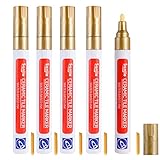 5PCS Fugenstift Gold Wasserfest, Fliesen Restaurator Stift, Fugen Erneuern Reparatur Marker mit Ersatzspitze, Schnell Trocknend für Wand Boden Küchen und Badezimmern