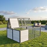 Mucola Freilaufgehege klappbar Kleintierstall Outdoor Ausbruchsperre Hasenstall 160x119x60cm Freigehege aus Holz mit Gitter Kaninchenauslauf Freilauf