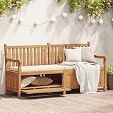 Qnhdfrt Gartenbank 180 cm Teakholz mit Stauraum Rustikale Holzbank für Balkon Terrasse und Garten