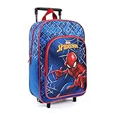 PERLETTI Spiderman Kinderrucksack Kinder 3 4 5 6 Jahre - Marvel Superheld Kindergartenrucksack Jungen mit 2 Rollen und Fronttasche - Spider Man Trolley Backpack Kleinkind Kindergarten - 36x25x12 cm