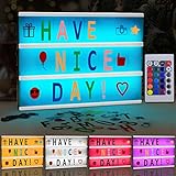 Amzeeniu LED A4 Lightbox weiß mit Farbwechsel,Letter Box,A4 Leuchtkasten USB und Batterie BetriebenInklusive 192 Austauschbare Buchstaben und Emojis Symbole,Fernbedienung,1,5m USB Kabel,für Party Deko