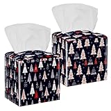 Taschentuchbox-Halter für Weihnachtsbaum, quadratisch, wasserdicht, weich, Serviettenhalter, für Schlafzimmer, Badezimmer, Kommode, Nachttisch, Büro, Schreibtisch, 2 Packungen