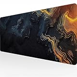 Mauspad XXL Große Weiches Gaming-Mauspad, 1000 x 500 x 3mm Laptop Tischunterlage, mit genähten Kanten und rutschfeste Gummibasis, Schreibunterlage Schutz, für Home Office Schwarze Kunst T2518