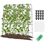 COSTWAY Gurke Rankhilfe Set, einstellbare Breite, Rankgitter mit Netz, Garten Gurkengitter Metall, Pflanzenstütze für Kletterpflanzen Blumen Gemüse, Pflanzenspalier Schwarz, 179 x 32-65 x 180 cm
