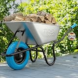 TIREX by xonic® Schubkarre mit Stahlfelge – Verzinkte Wanne bis 250kg/ 100l - Robuste Ausführung für Garten und Blau – Schieb-Karre mit PU Vollgummi-Rad - Blau- Silber