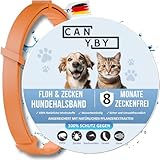 CANYBY Zeckenhalsband für Hunde und Katzen – 8 Monate Natürlicher Schutz vor Zecken & Flöhen – Verstellbar, Wasserdicht & Chemiefrei (Orange, 62cm)