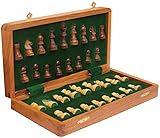 Schachspiel Ultimatives 17.78x17.78 cm Klassisches Holz Reise Schach mit Magnet Staunton Figuren und klappbares Spielbrett - Handgefertigt von Handwerkern in feines Rosenholz mit einem Walnuss-Finish
