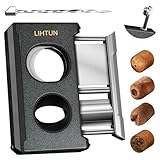 LIHTUN 4-in-1 V-förmiger gerader Zigarrenschneider mit Locher und Verstärker, zwei Edelstahlklingen, passend für Zigarren mit bis zu 60 Ringen, Geschenk für Männer