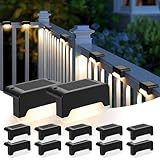 Solpex Solarlampen für Außen, 12 Stück Solar Decklichter für den Außenbereich, IP65 Wasserdicht für Außentreppen, Treppen, Zaun, Hof, Garten, Terrasse, Weg (Schwarz, Warmweiß)