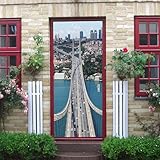 Tizhweqo Türtapete Selbstklebend 90x210 USA Türfolie Türposter Golden Gate Bridge Fototapete Türklebefolie Wandbild Türaufkleber Wandtapete 3D Effekt für Wohnzimmer Schlafzimmer Küche a1384