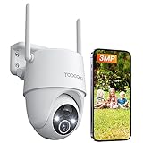 Topcony Überwachungskamera Aussen Akku, 355°/120° Schwenkbar, 2K Kabellose WLAN IP Kamera Outdoor mit Farbe Nachtsicht, Personen-/Bewegungserkennung, IP65 Wasserdicht, Cloud-Speicher, ZS-GX6S