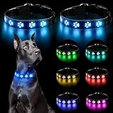 2 Stück Leuchthalsband Hund Aufladbar, Hundehalsband Leuchtend 7 RGB Farbwechsel, 50-60cm Wasserdicht Led Hunde Leuchthalsband Längenverstellbar Hundehalsband Halsband für Kleine Mittlere Große