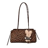 CHANGYUE Leopard Faux Wildleder -Handtasche mit Reißverschluss for Arbeitseinkäufe (hellbraun)