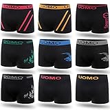 L&K 10er Pack Herren Boxershort Pack Unterwäsche Microfaser Retroshorts Schwarz Farbe mit Gemischt Mustere 1202 BL L/XL …
