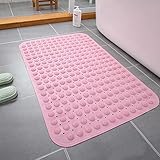 Duschmatte Haustier Hund Badematte für Wanne,Rutschfest Massage Badezimmer Matte Weich Bequem Badewannenmatte mit Drain Holes,Waschmaschinenfeste,Vierecke Bad Matte mit Saugnäpfe-Rosa 58x88cm(23x34inc