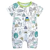 YEBIRAL Neugeborene Baby Jungen Karikatur Drucken Kurzarm Strampler Bodys Einteiler Kurz Overall Baumwolle Schlafanzug Spielanzug 0-18 Monate