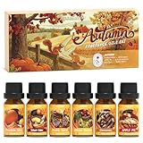 SoulOrigin Herbst ätherische Öle Set, sechs Aromen Duft Öl Set für Öldiffusoren, Seife Kerze machen Dufte 6x10ml - Kürbis Gewürze, Fünf Aromen Apfelwein, Apfelkuchen, Herbst Ernte, Zimt, Ahornsirup