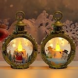 Laterne Weihnachten,2 Stück Weihnachten Deko Beleuchtete Windlicht Weihnachten,Vintage Weihnachtsdeko Laterne,Weihnachtsdeko Laterne,Flammenlose Weihnachtskerzen,für Weihnachten Dekoration