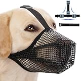 Maulkorb für große Hunde, Maulkorb mittlere Hunde mit Klettverschluss, Atmungsaktive Haustier Maske Hundetraining für Kleine Mittlere große (Schwarz, L)