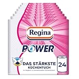 Regina Power Küchentücher – 24 Küchenrollen, 43 Blatt pro Rolle, 2-lagig, Ultrastarke Papiertücher für den ganzen Haushalt, FSC-zertifizierter Frischzellstoff, Verpackung aus recycelbarem Papier