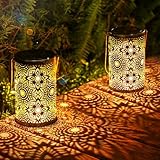 Bonsery Solarlaterne für Außen 2 Stück, IP65 Wasserdicht Vintage Metall Solarlampen für Außen Hängend, LED Warmweiß Solarleuchte Hängend Stehend für Draußen Deko Garten, Ideale Geschenk der Feiertage