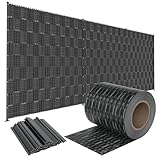 LZQ PVC Sichtschutzstreifen Sichtschutzfolie Extra dick Blickdicht Sichtschutz Streifen Doppelstabmattenzaun Zaunfolie mit 20 Befestigungsclips für Gartenzaun, Balkon (70m x 19cm, Rattanmuster)